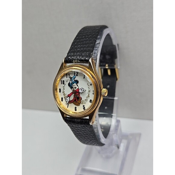 Disney Time Works Sorcerers Mickey Fantasia Quartz Watch Gold Tone New Battery main image 11